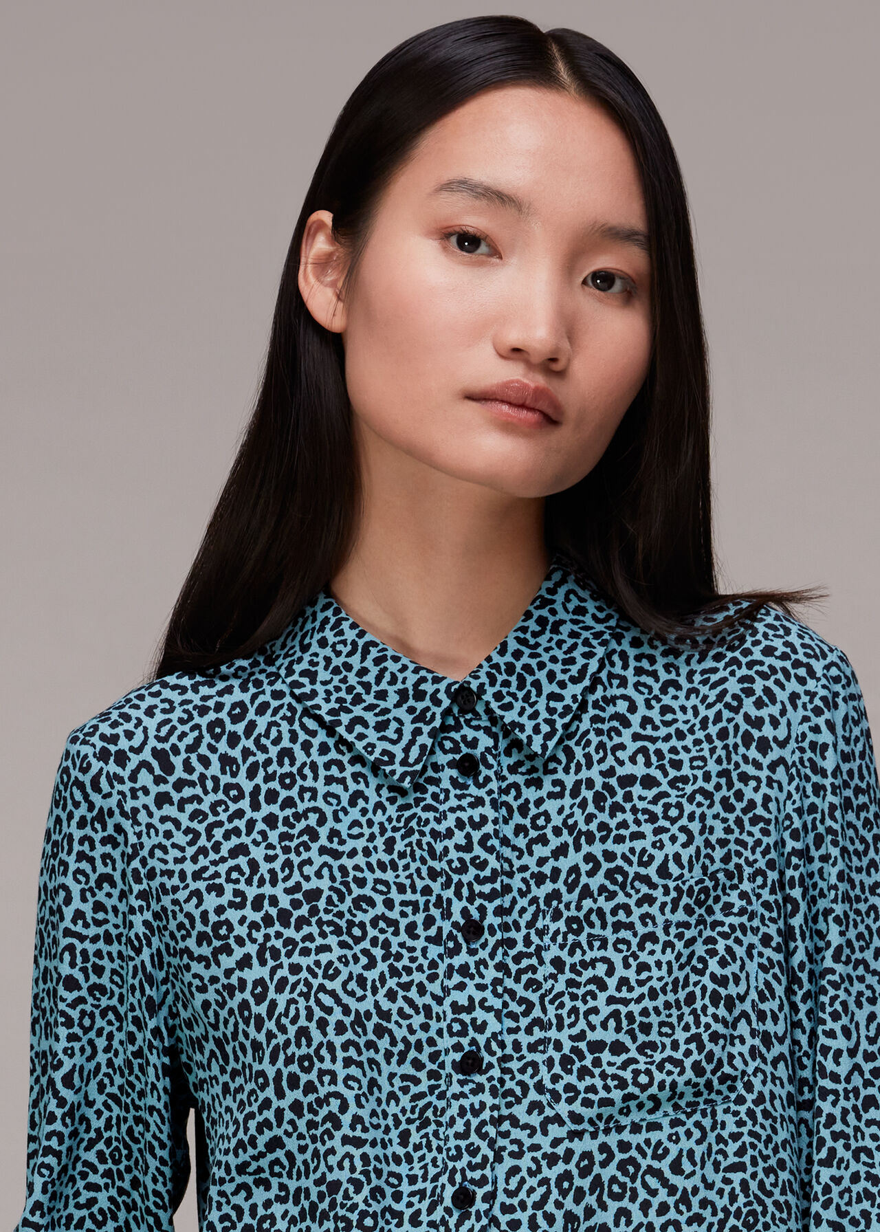 Contrast Leopard Print Shirt