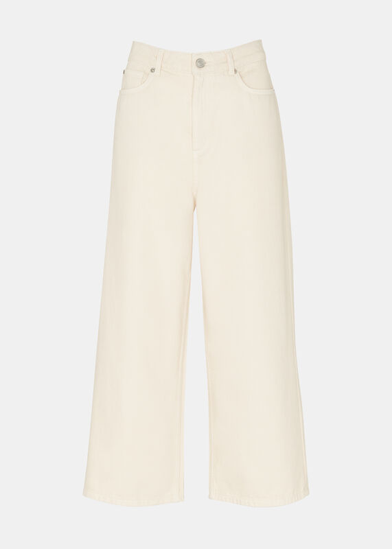 White Wide Leg Cropped Jean