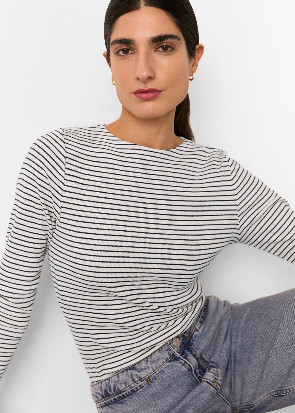 Stripe Detail High Neck Top