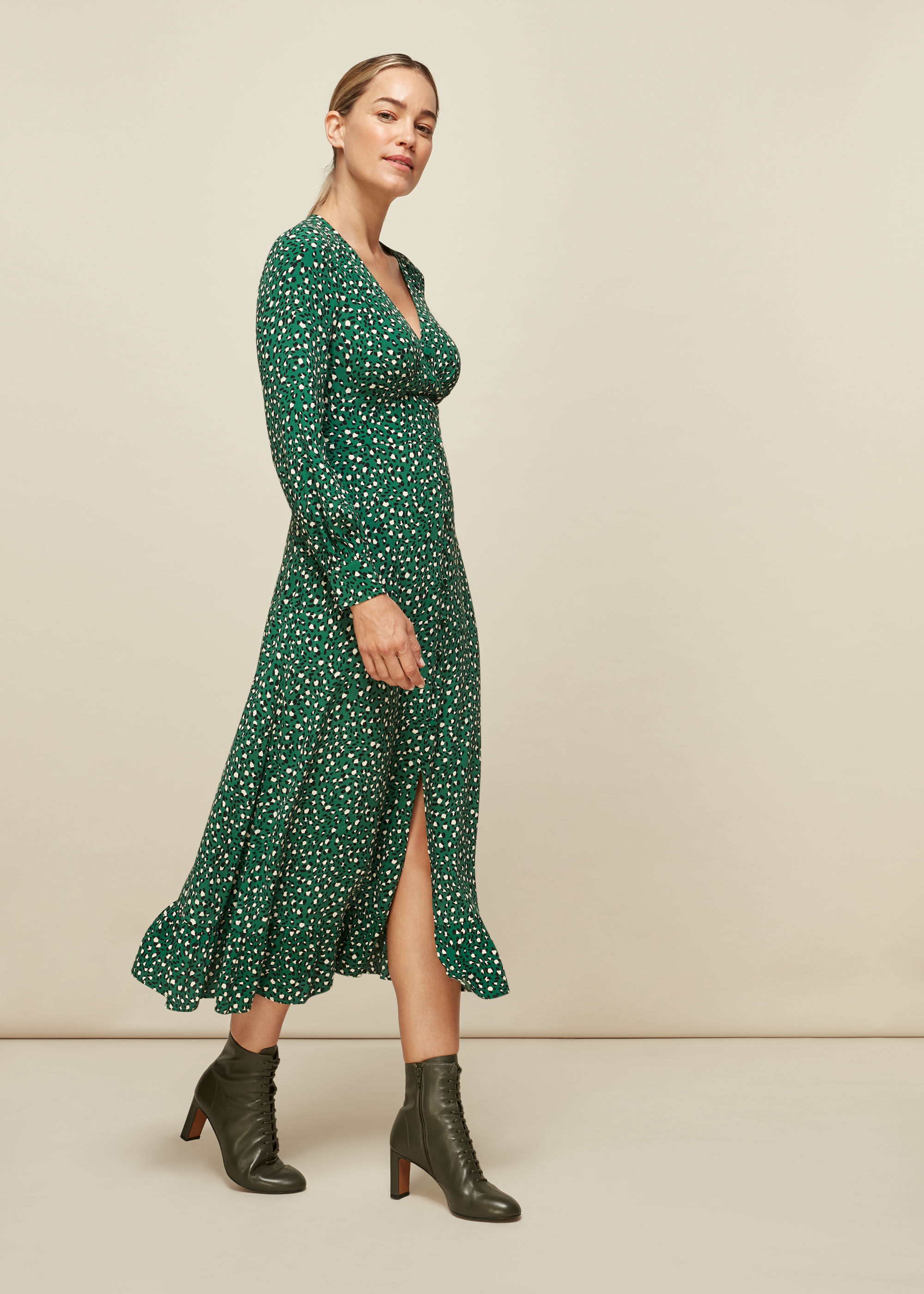 green leopard print dress whistles