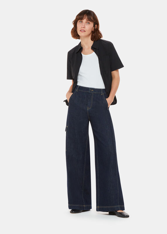 Dark Denim Wide Leg Cargo Jean