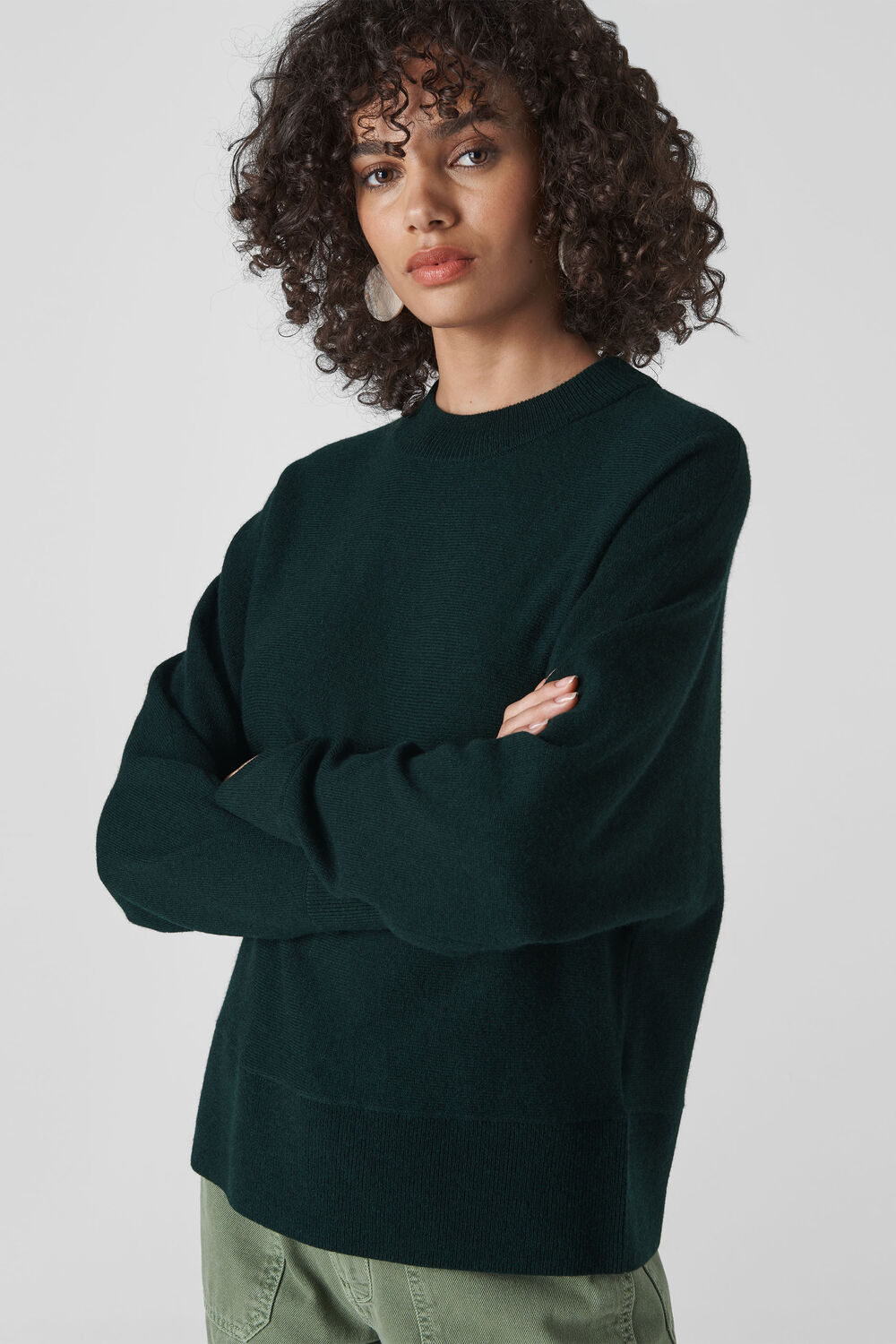 Dolman Cashmere Knit Sweater Dark Green