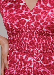 Clouded Leopard Shirred Dress