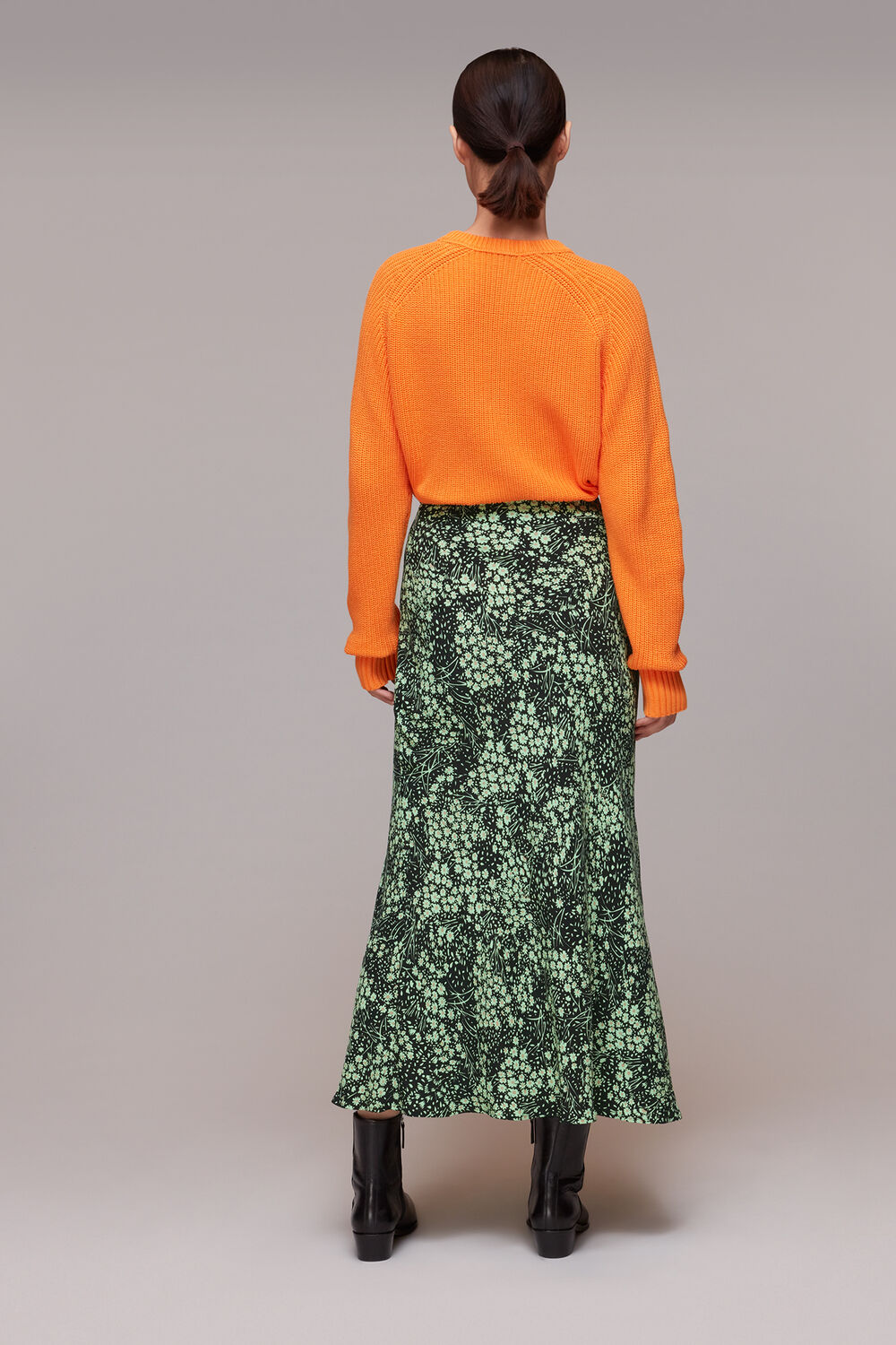 Green Daisy Meadow Bias Cut Skirt