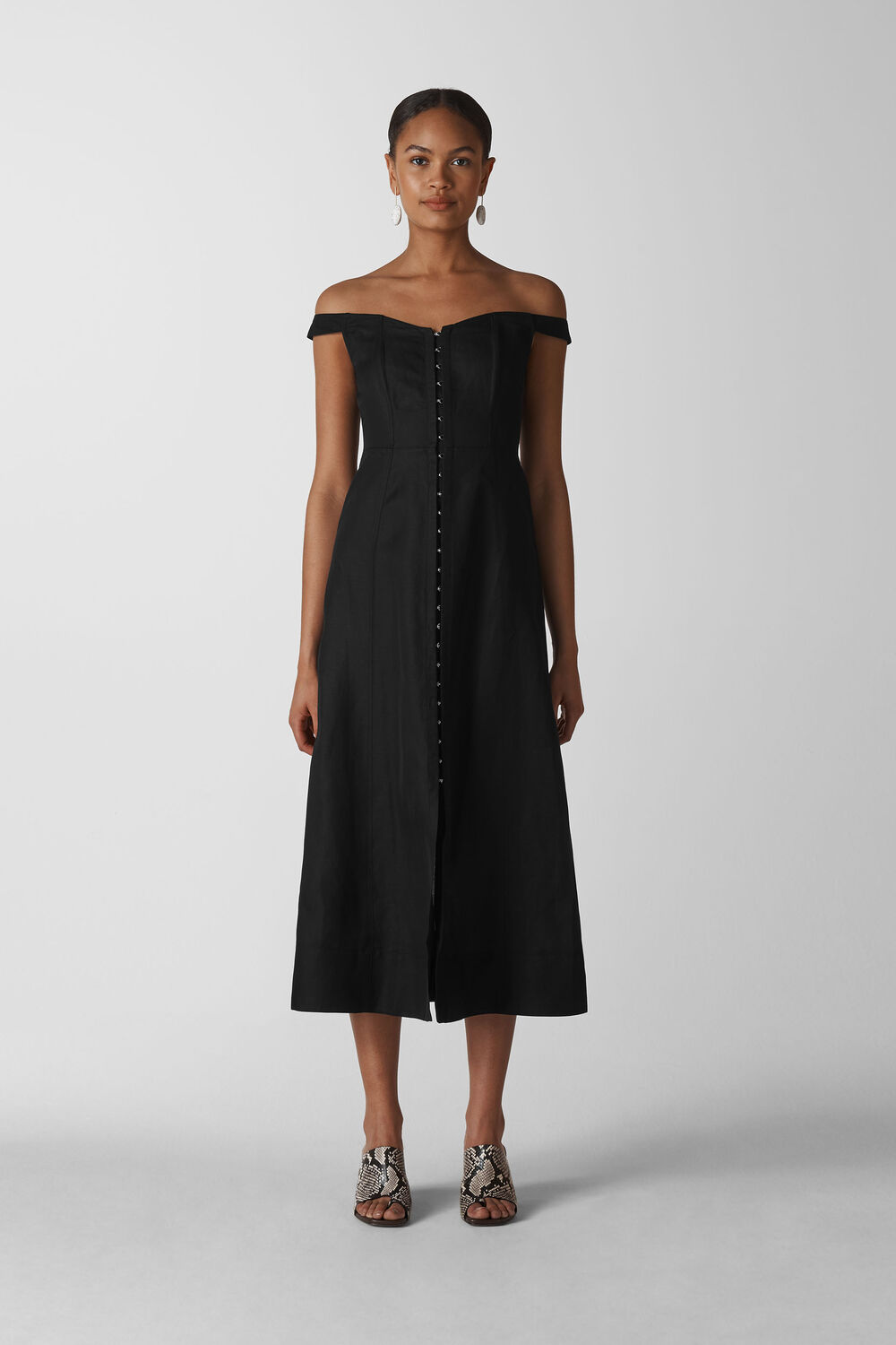 Arian Corset Bardot Dress Black