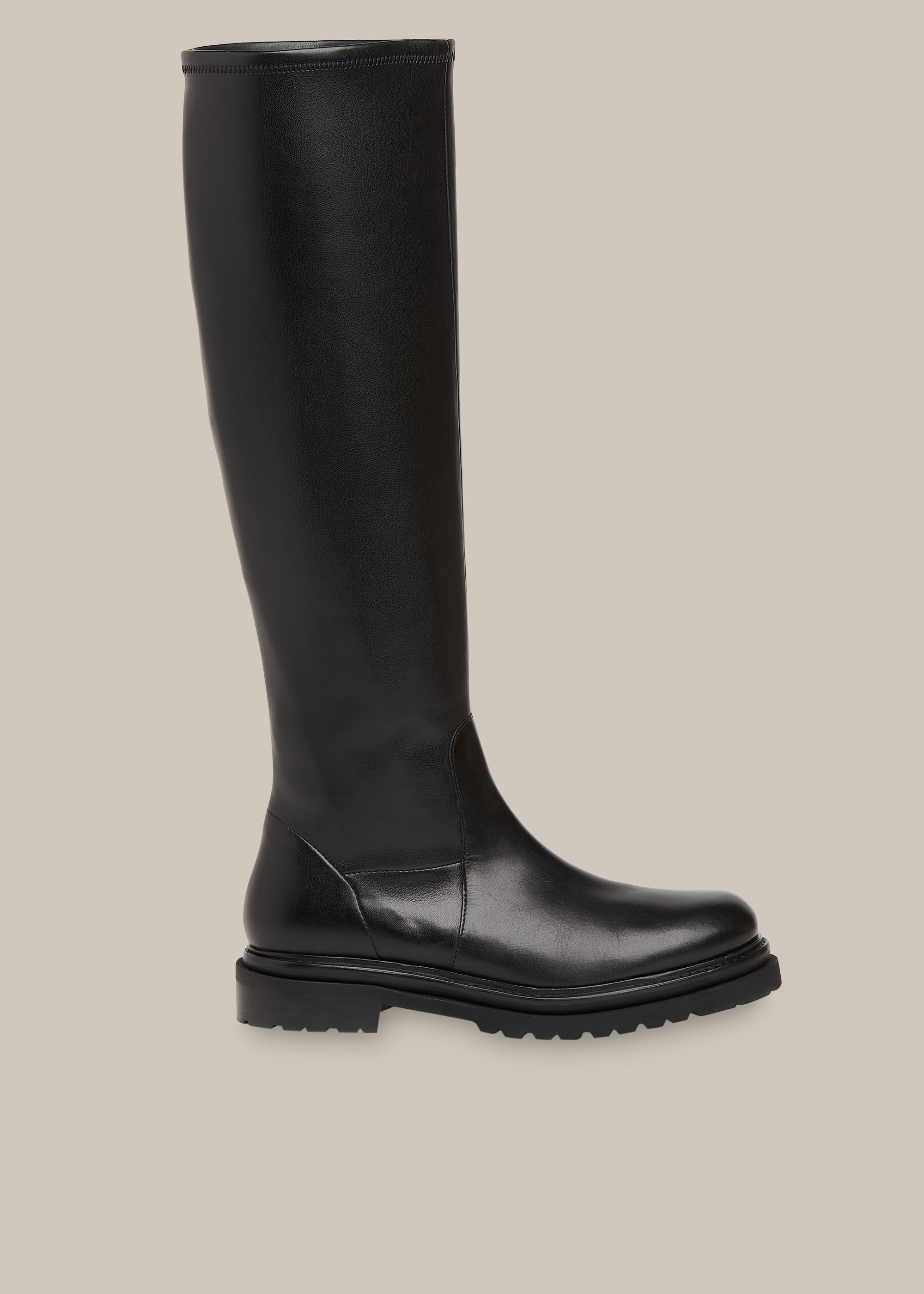 Black Allen Stretch Knee High Boot WHISTLES Whistles UK