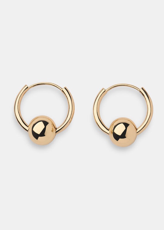 Gold Sphere Hoop Earring