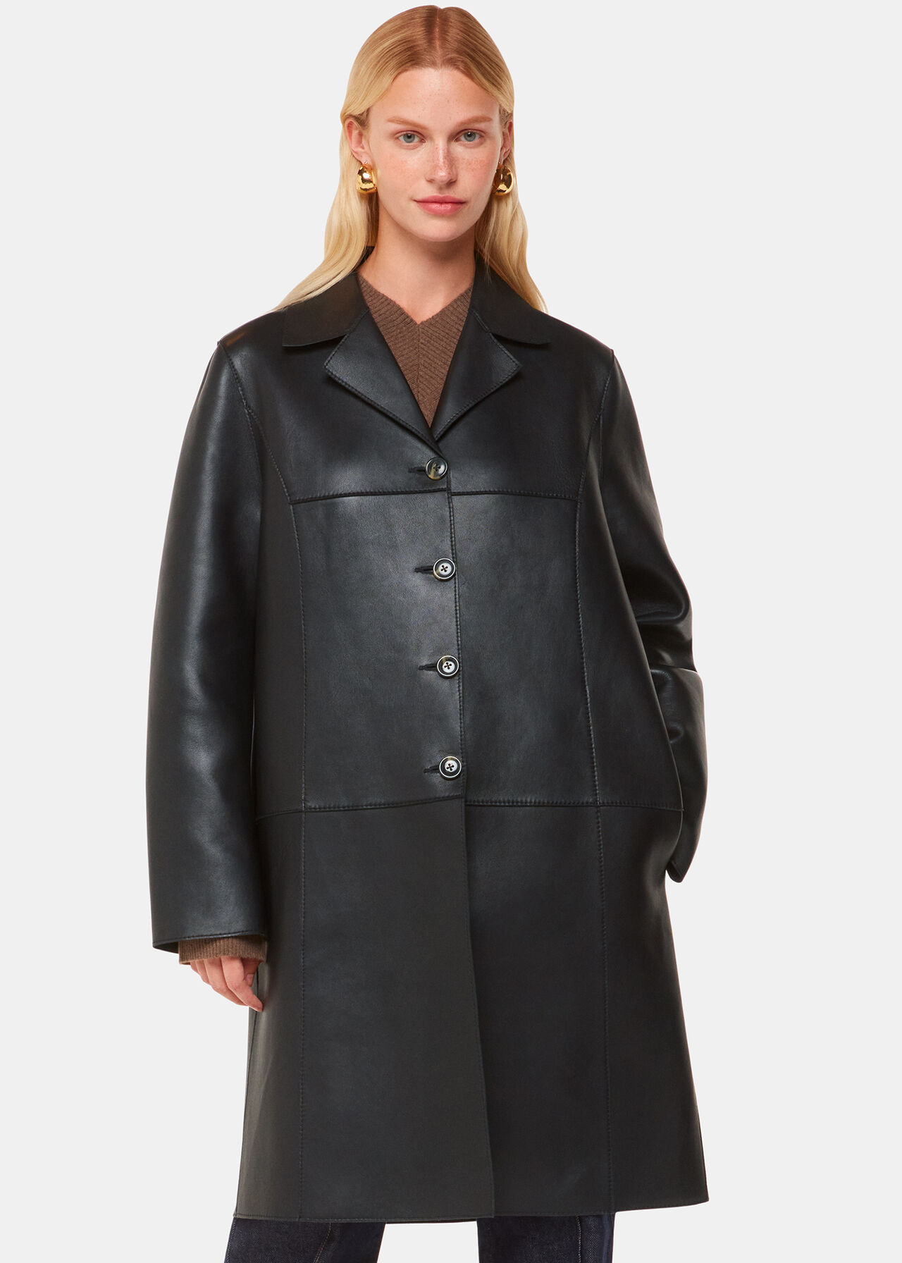 Gemma Bonded Leather Coat