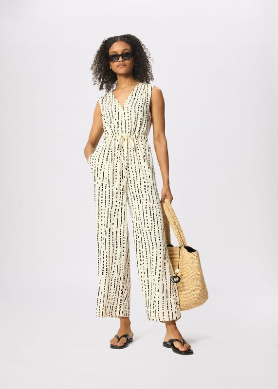 Ivory Dashed Spot Jumpsuit