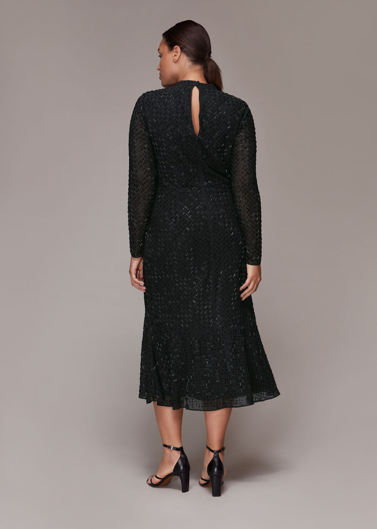 Black Beaded Detail Midi Dress WHISTLES