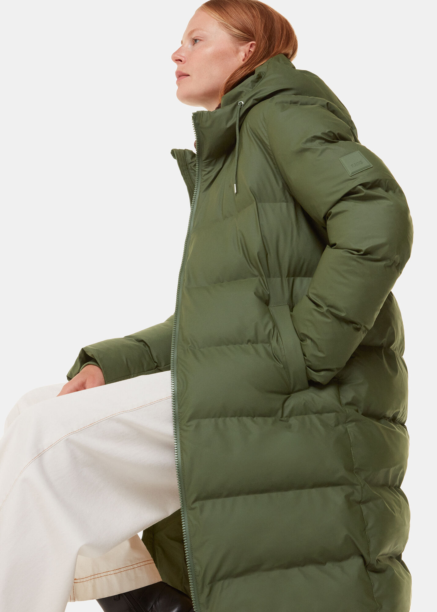 Long puffer jacket rains sale