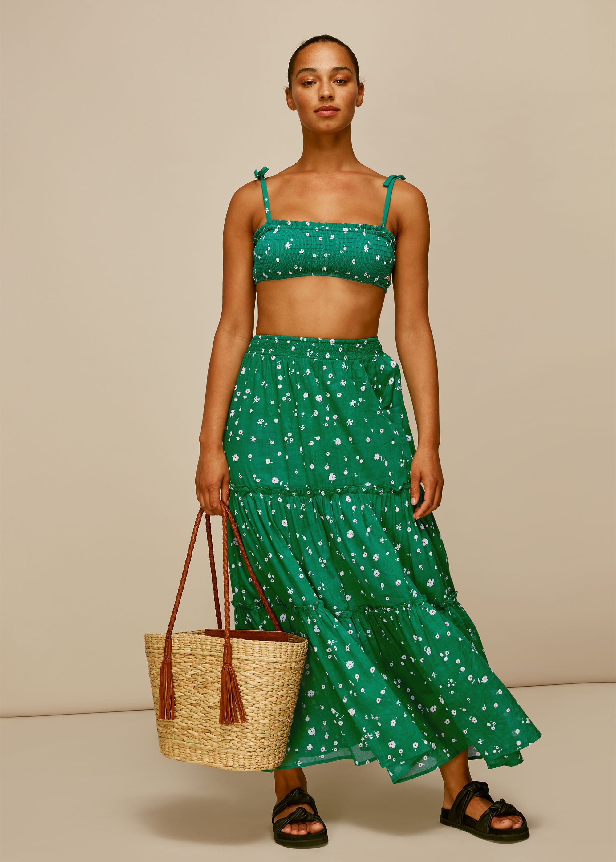 Green Multi Primula Print Beach Skirt WHISTLES
