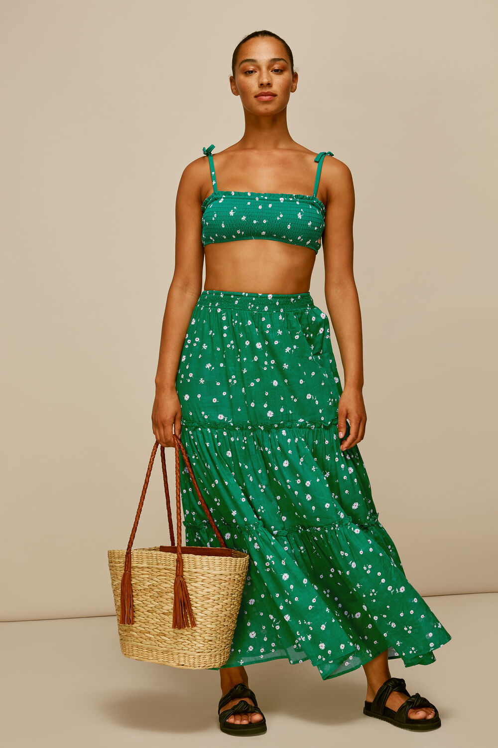 Primula Print Beach Skirt Green/Multi