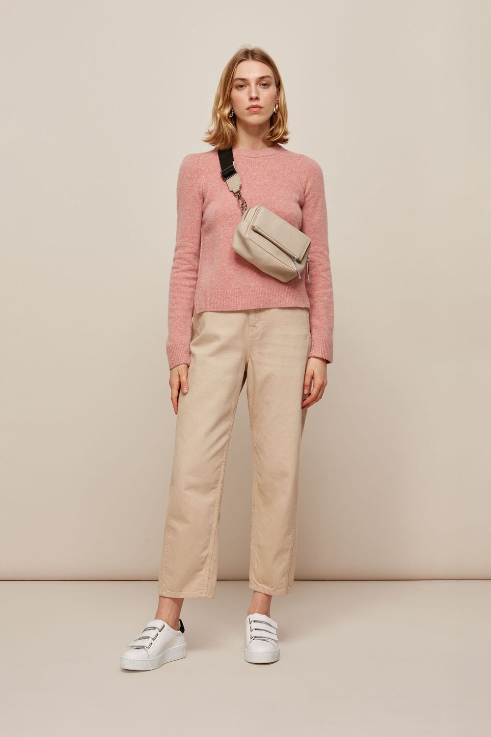 Puff Sleeve Merino Wool Knit Pale Pink