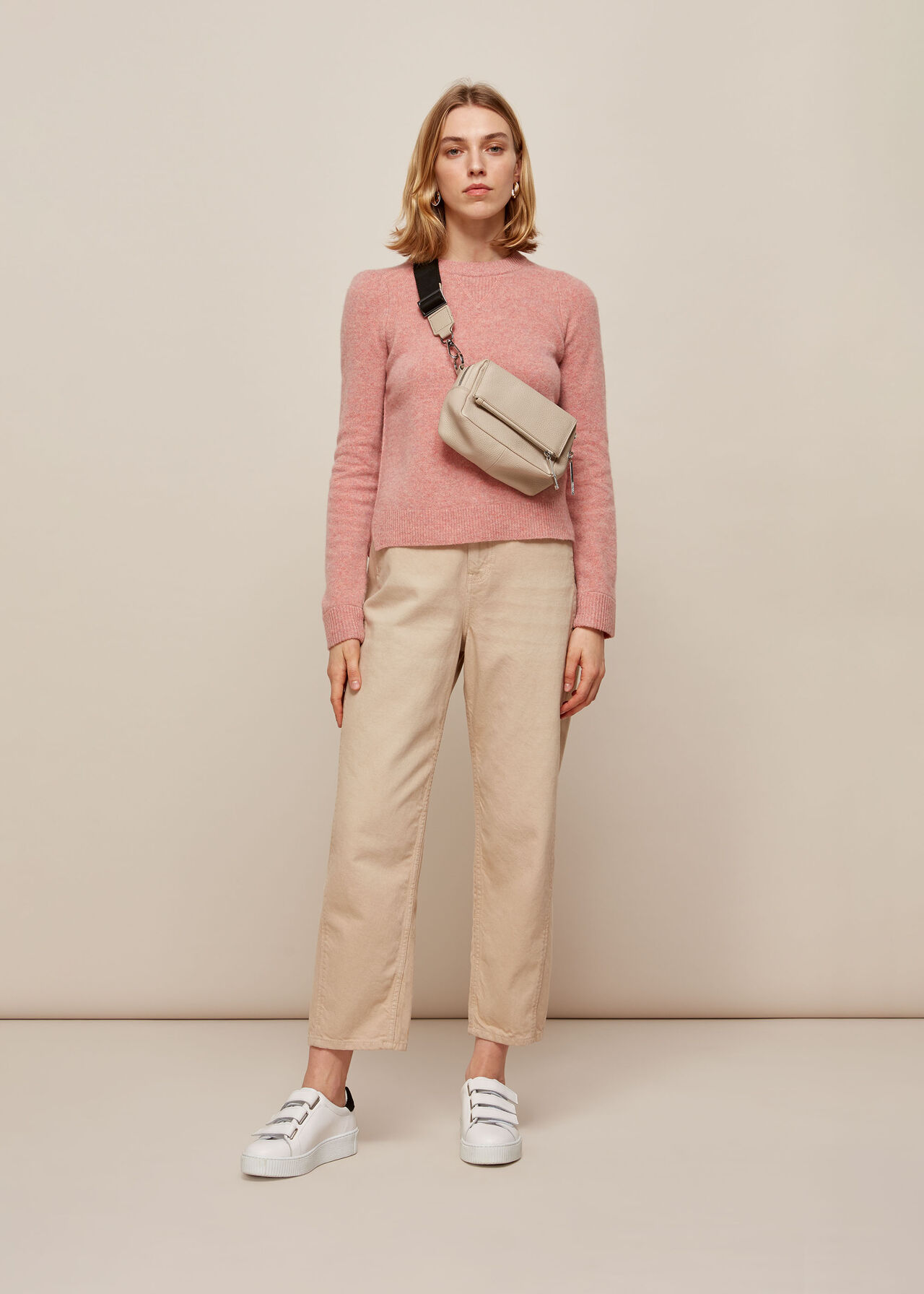 Puff Sleeve Merino Wool Knit Pale Pink