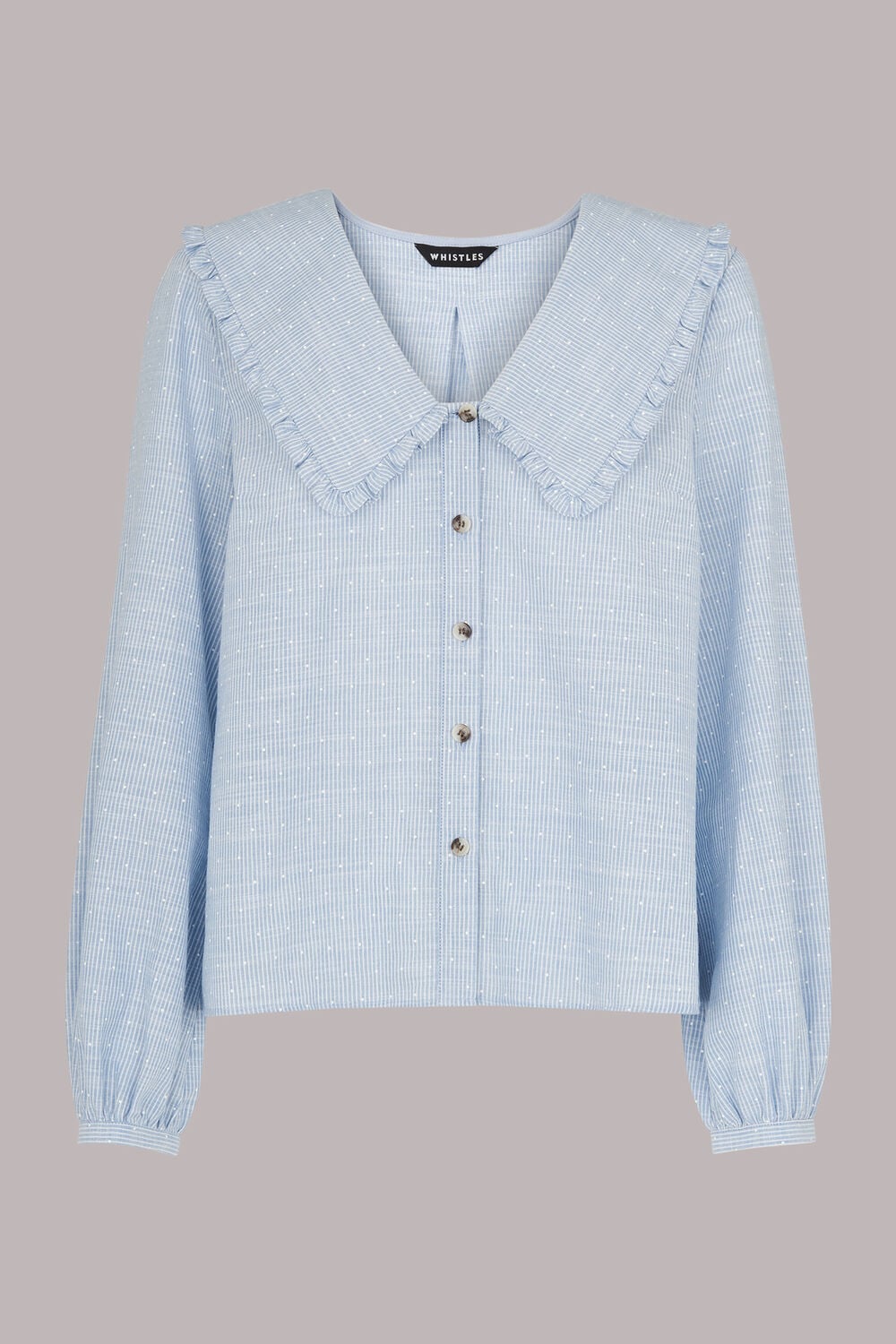 Stripe Spot Collar Detail Top