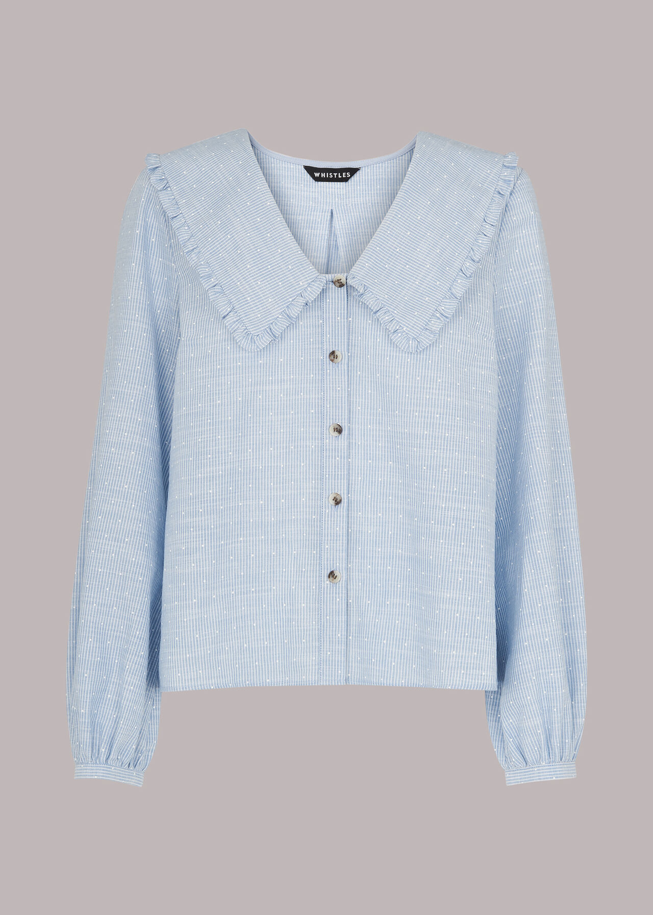 Stripe Spot Collar Detail Top