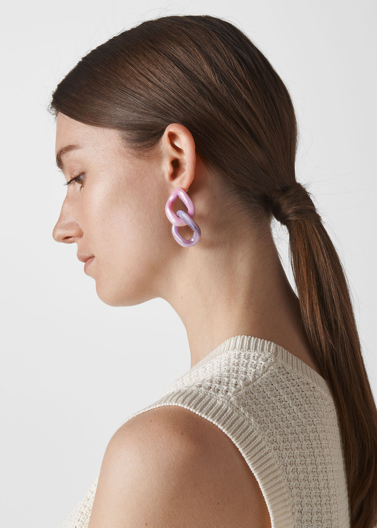 Chain Drop Resin Earring Multicolour