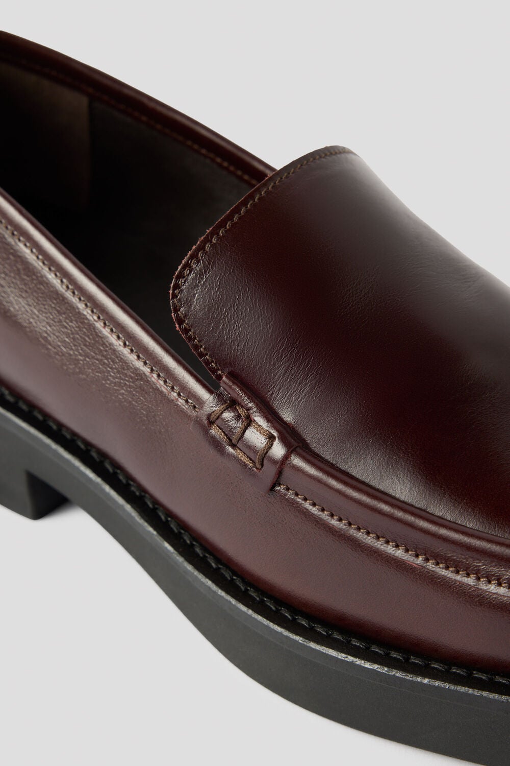 Burgundy Square Toe Leather Loafer