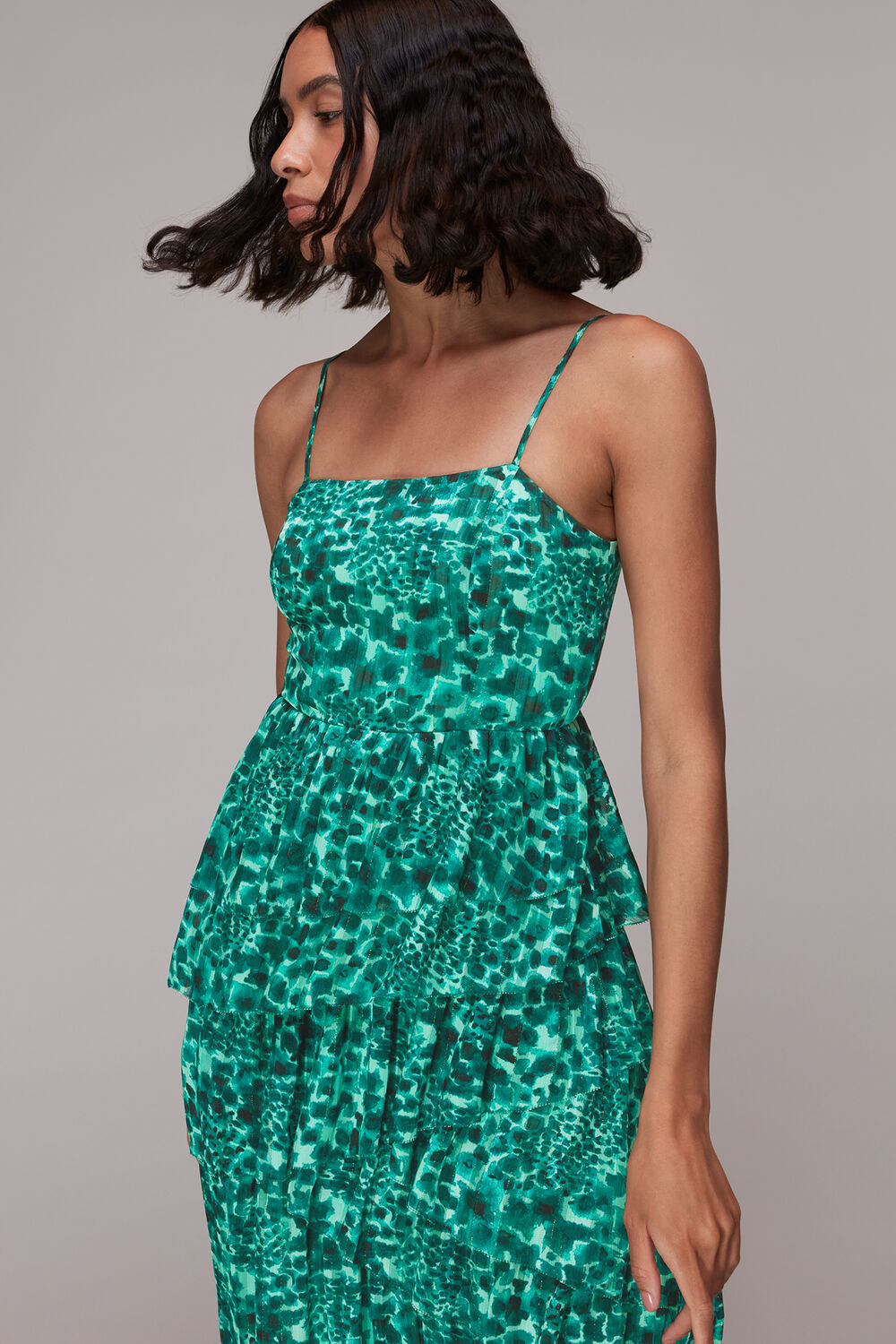 Green Watercolour Wildcat Tier Dress