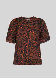 Brushed Leopard Print Top Brown/Multi