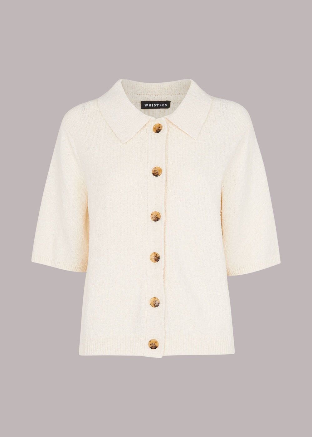 Short Button Front Polo Knit