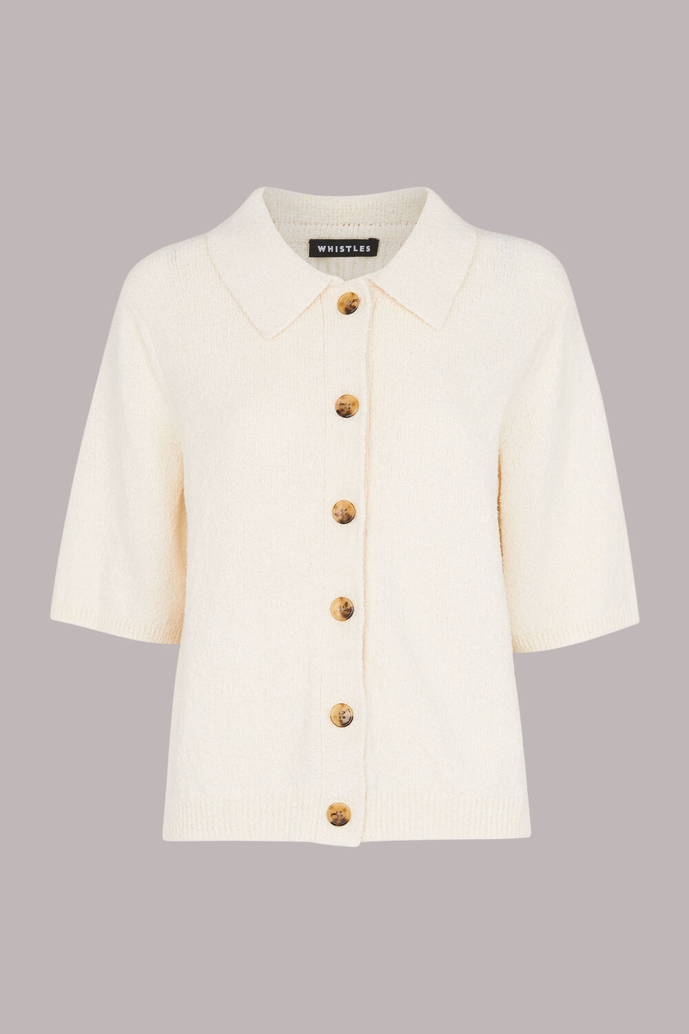 Short Button Front Polo Knit