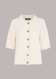 Short Button Front Polo Knit