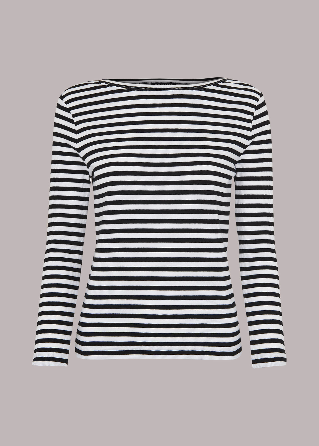 Boat Neck Ribbed Stripe Top