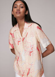 Map Print Silk Mix Shirt