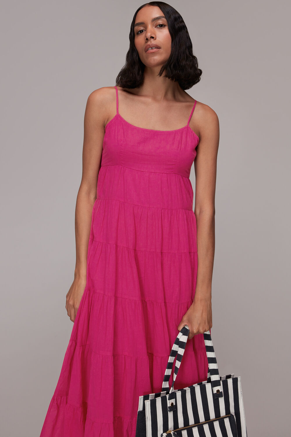 Pink Grace Tiered Midi Dress