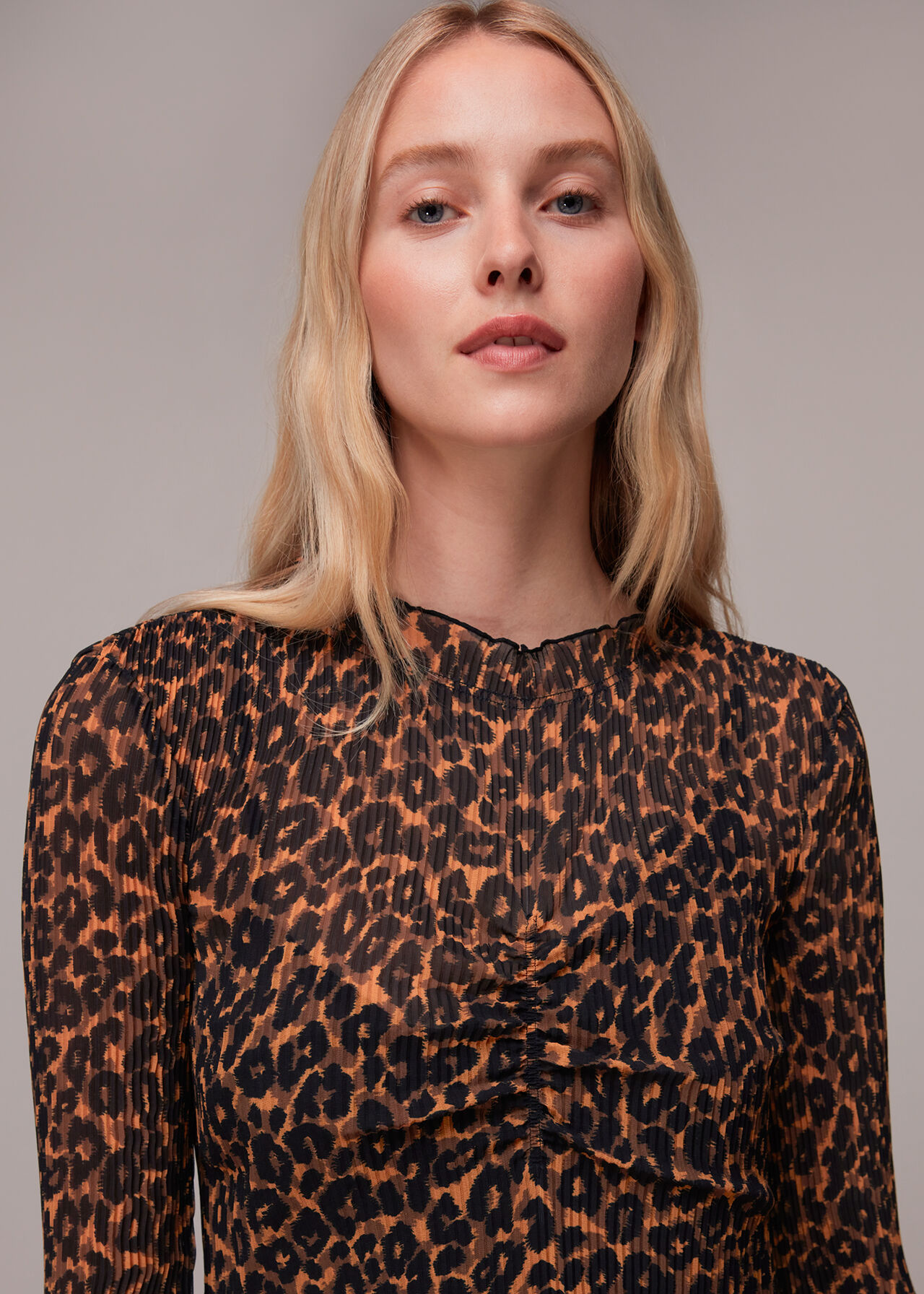 Leopard Plisse Midi Dress
