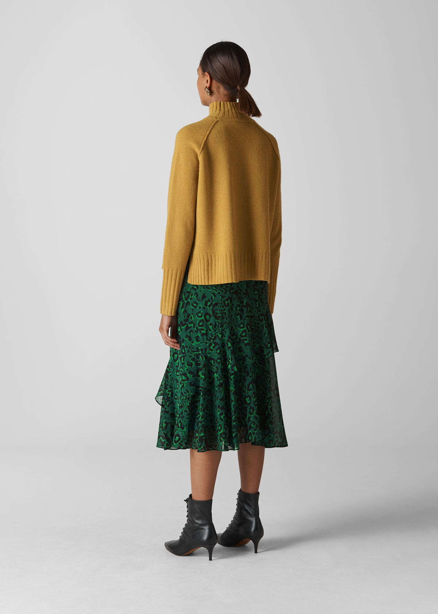 Green/Multi Jungle Cat Print Skirt WHISTLES