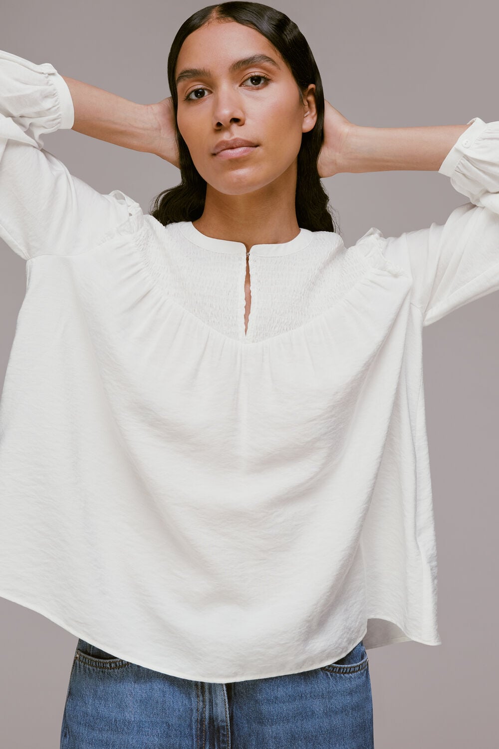 Megan Shirred Detail Top