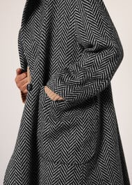 Herringbone Funnel Neck Coat