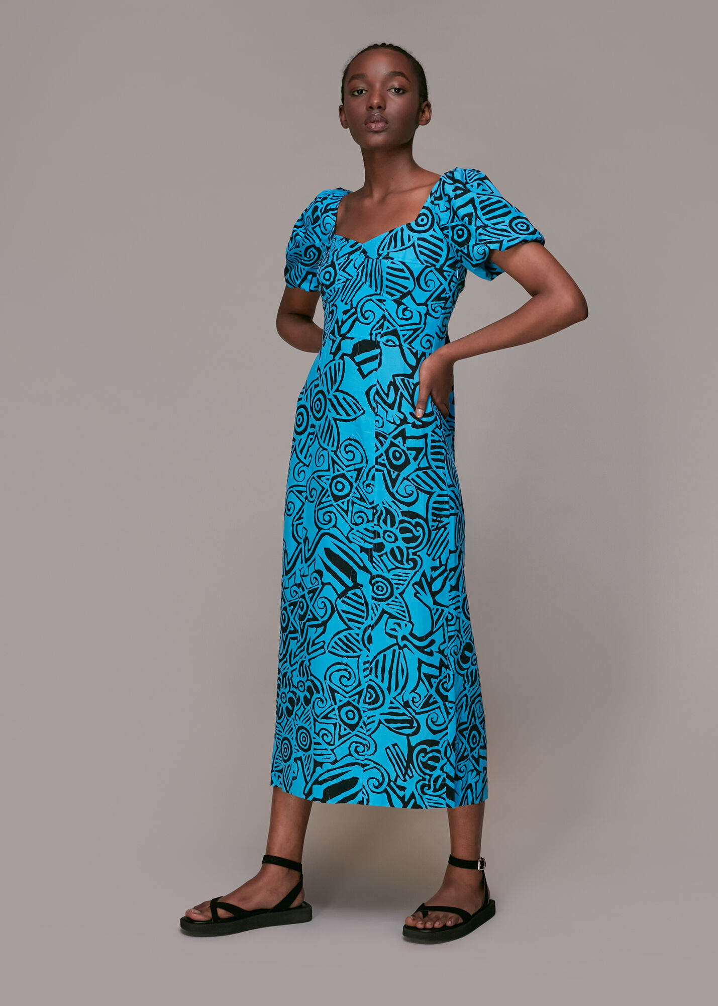 Blue/Multi Starflower Print Trouser | WHISTLES | Whistles US |