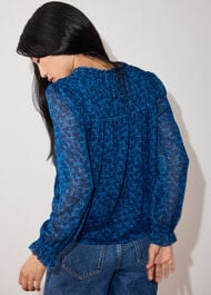 Floral Textured V Neck Blouse