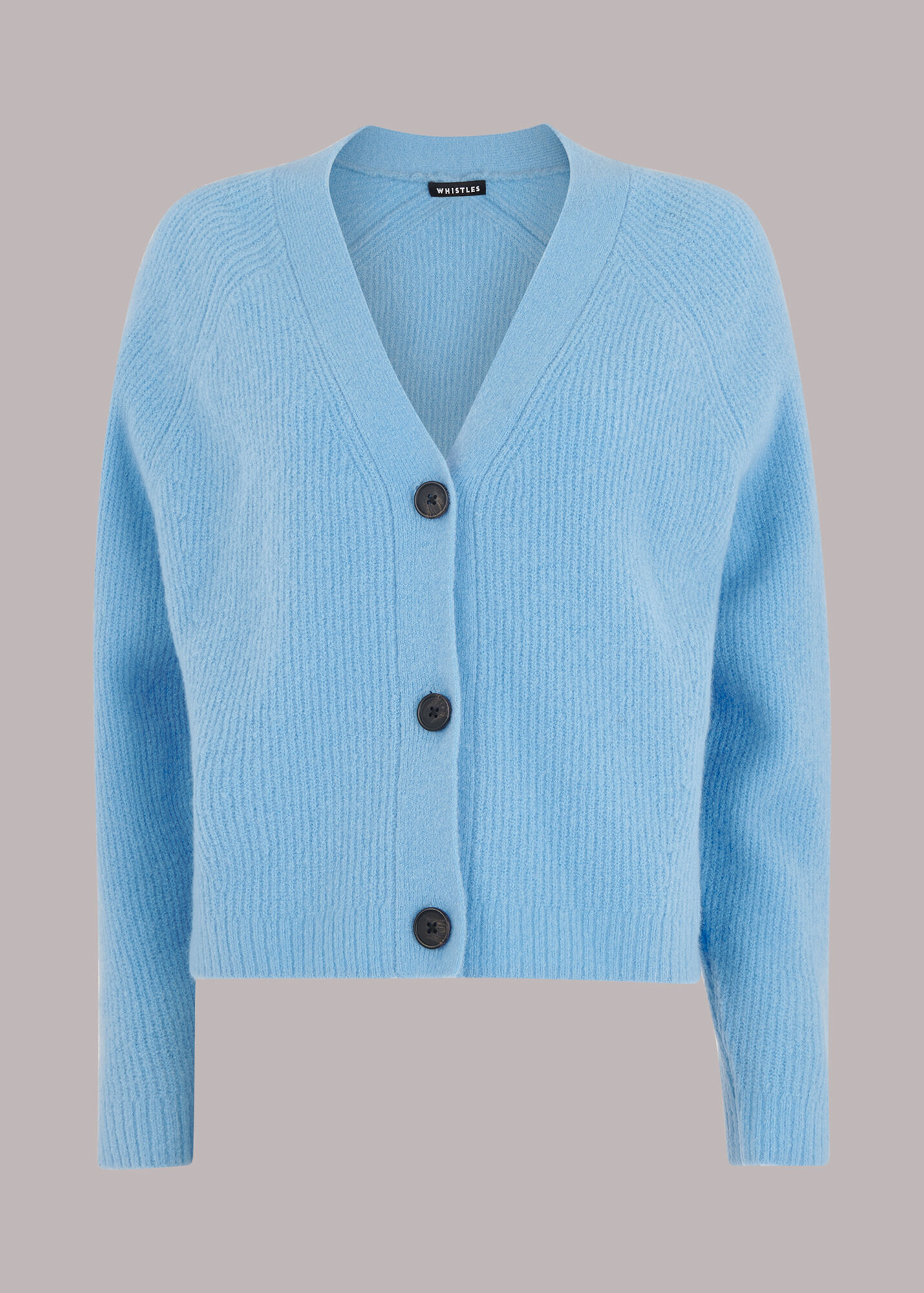 Pale Blue Skye Ribbed Cardigan WHISTLES
