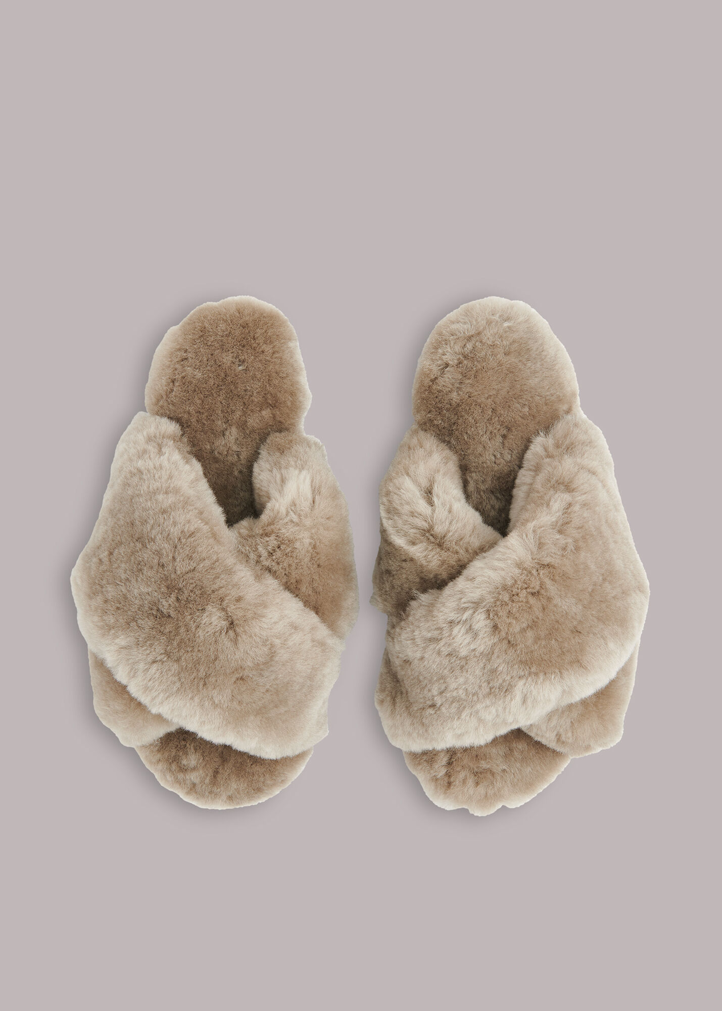 Taupe Macy Cross Strap Slipper WHISTLES Whistles UK