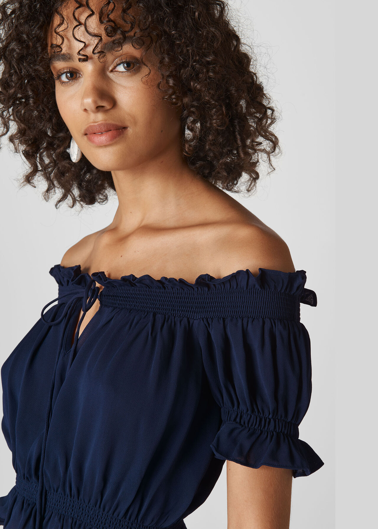 Navy Jasmin Bardot Top | WHISTLES