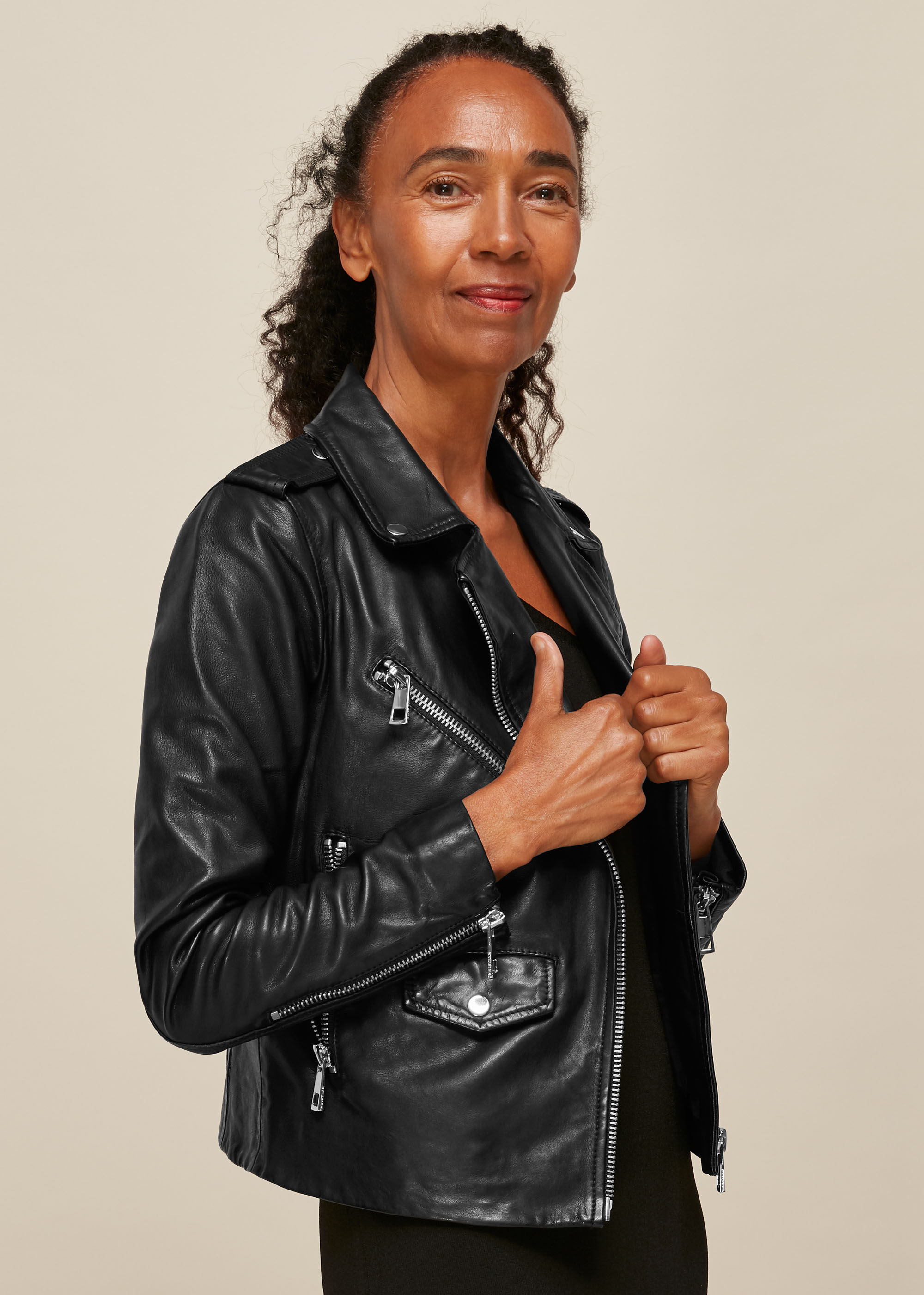 Whistles toscana clearance collar leather jacket