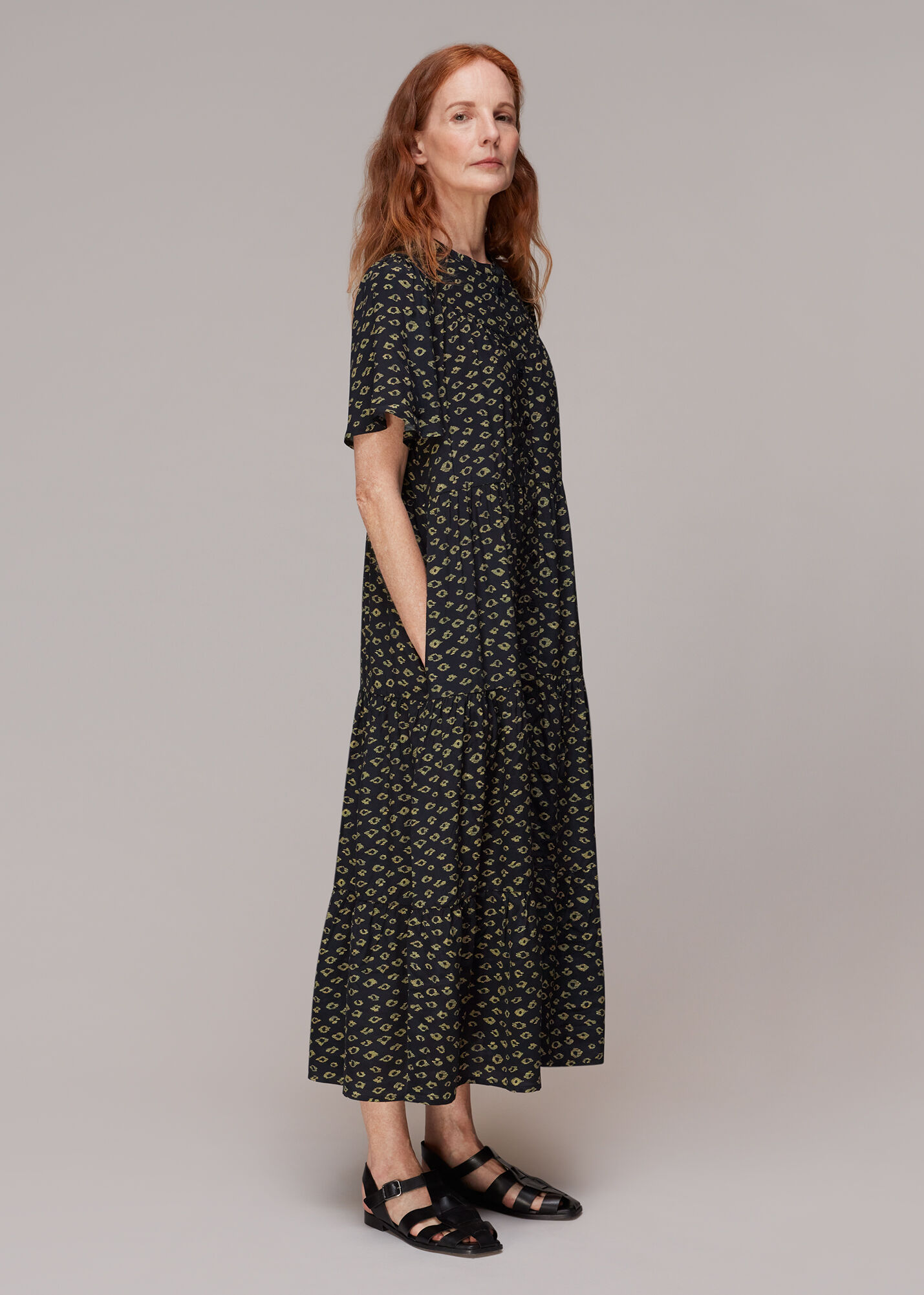 Black Multi Abstract Gem Trapeze Dress WHISTLES