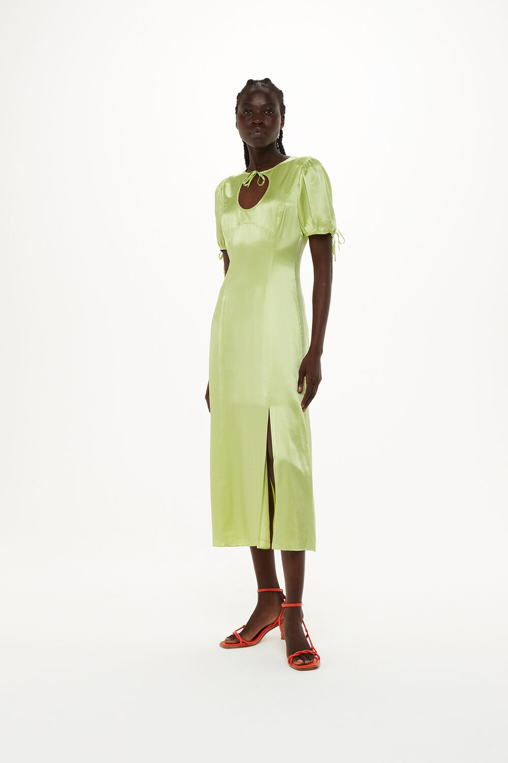 Keyhole Satin Midi Dress