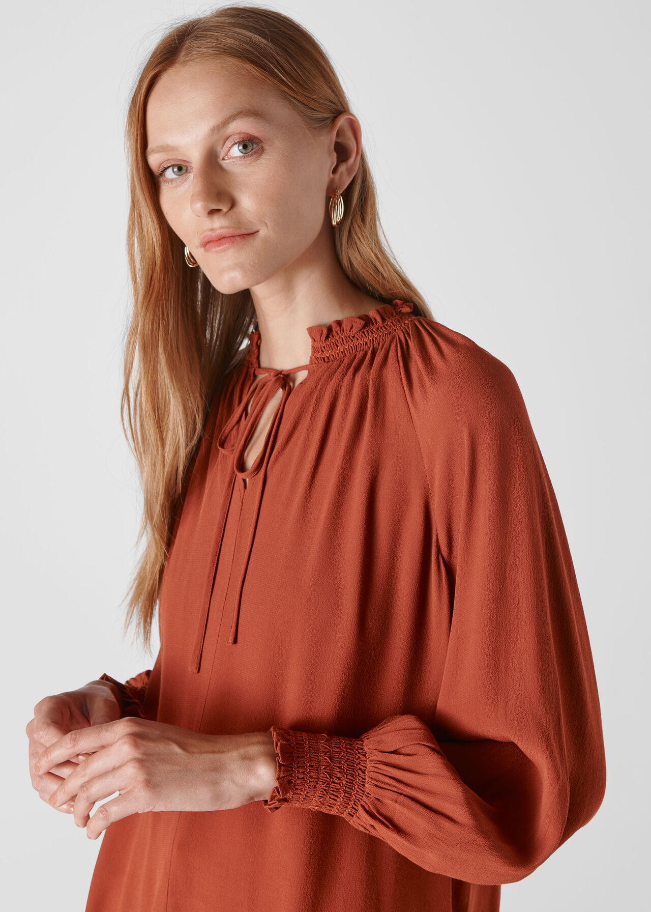Henrika Smock Detail Blouse Rust