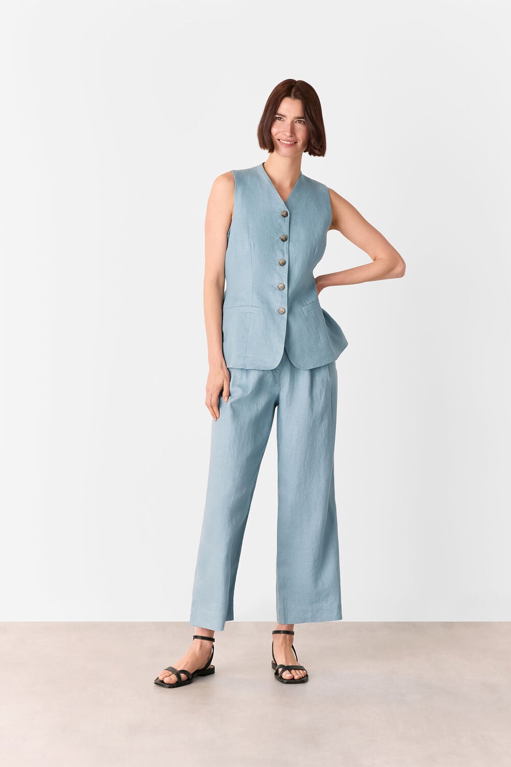 Pale Blue Millie Linen Trouser
