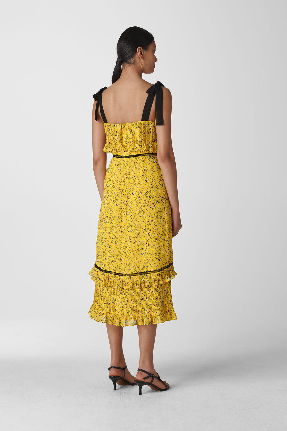 Ditsy Blossom Pleated Dress Yellow/Multi
