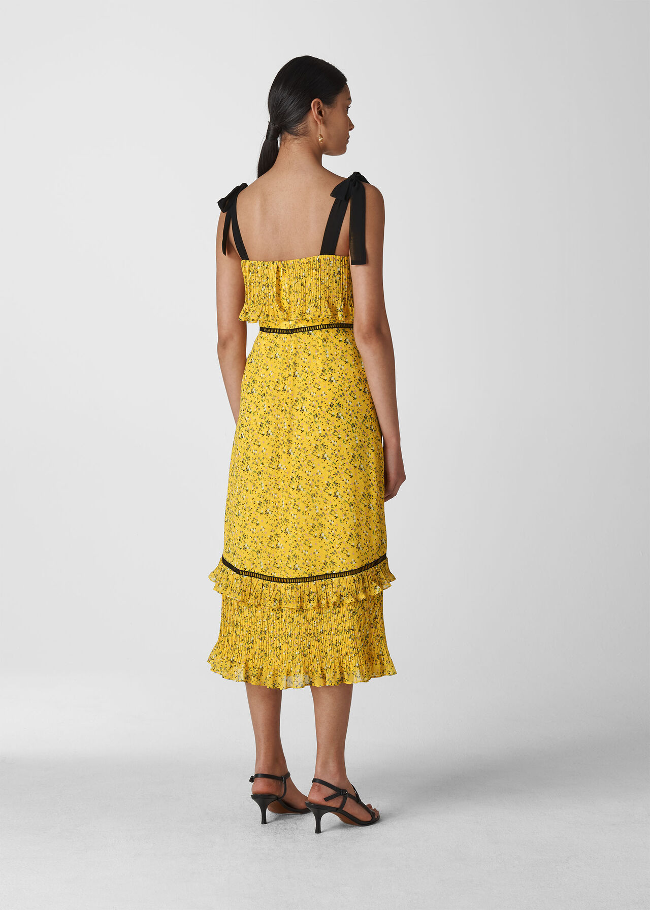 Ditsy Blossom Pleated Dress Yellow/Multi