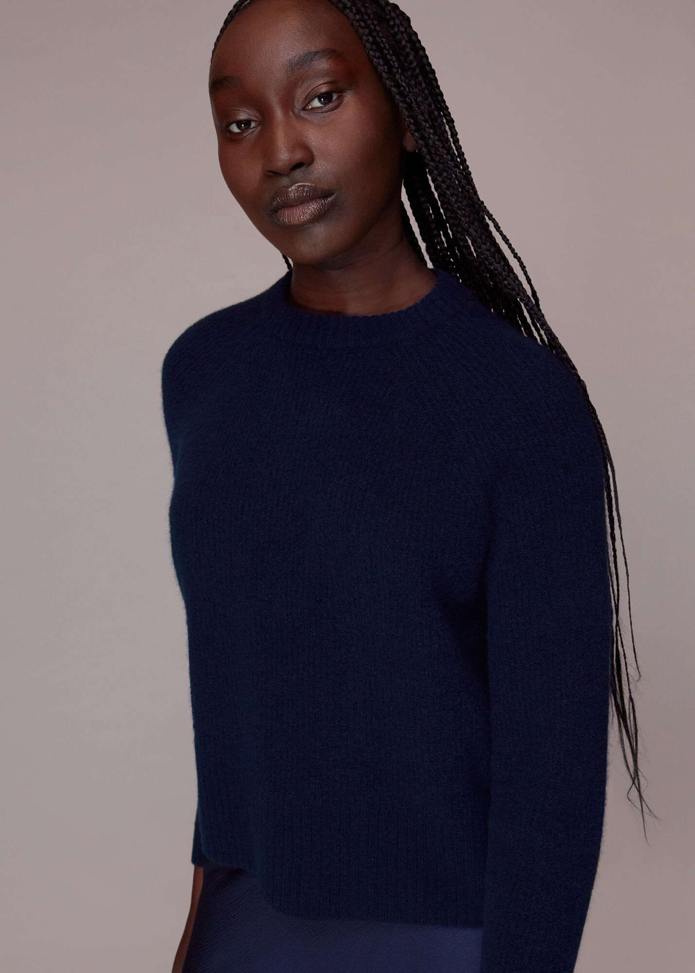 Navy Frankie Ribbed Jumper WHISTLES