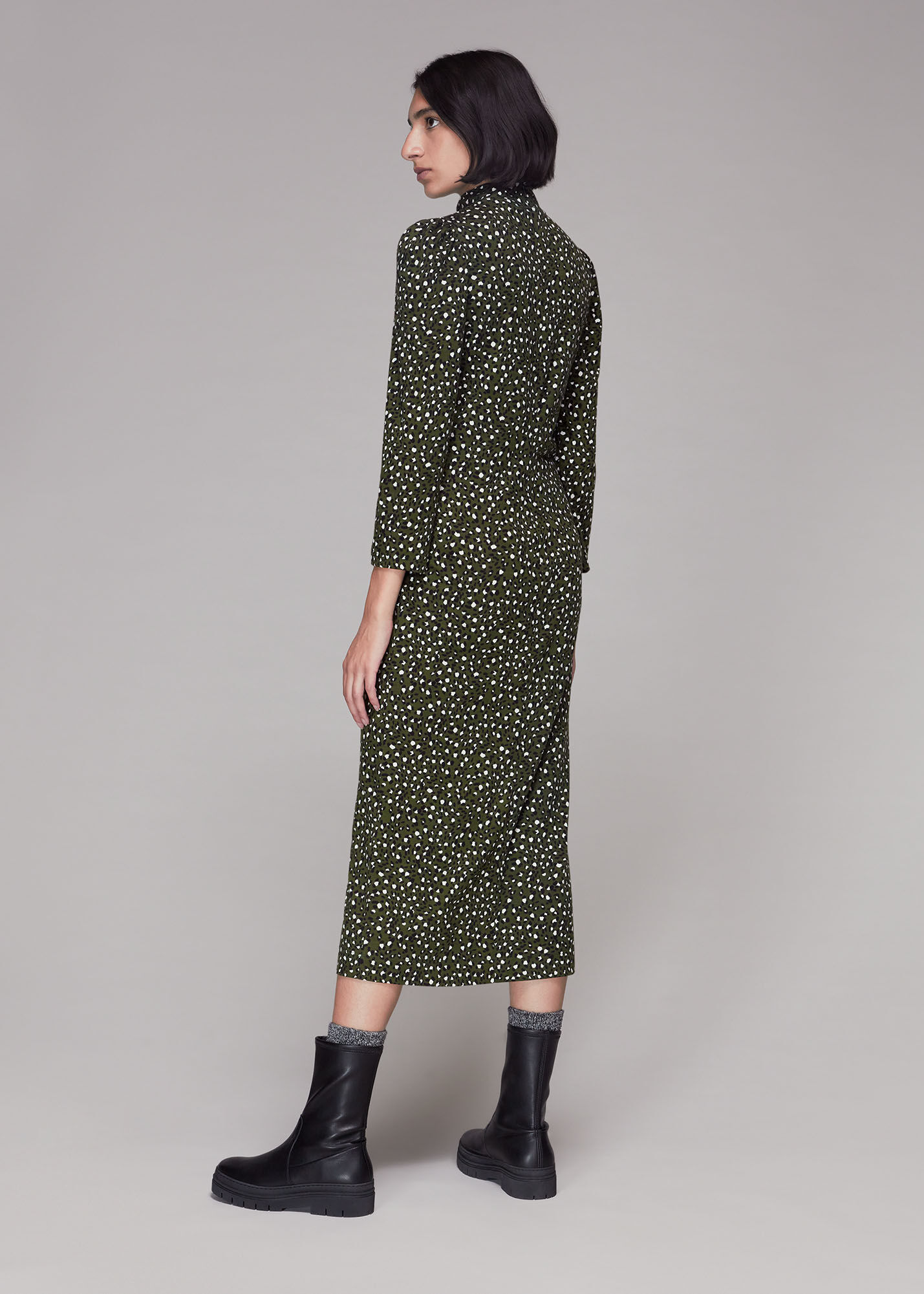 Whistles animal print dress green clearance