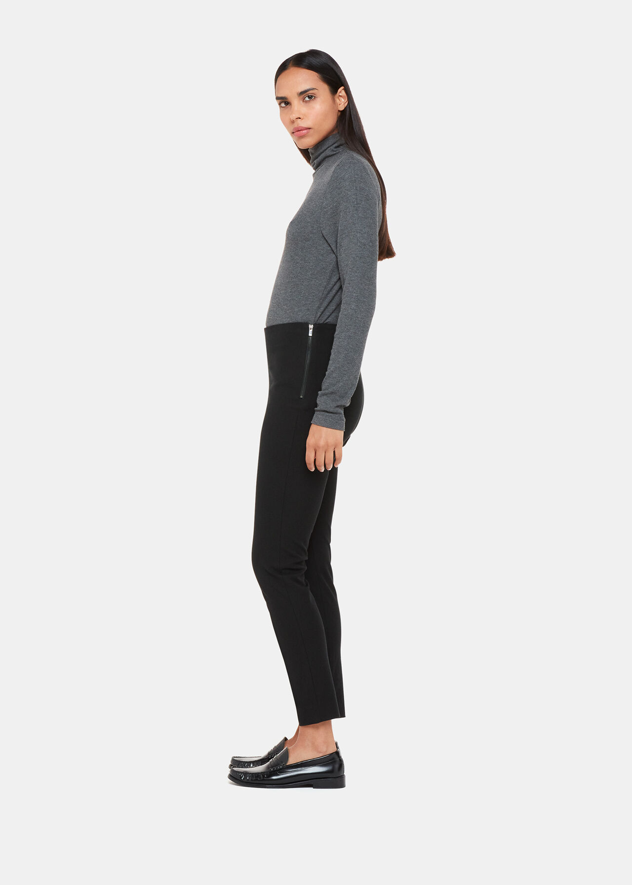 Black Super Stretch Trousers With Side Zip, Whistles